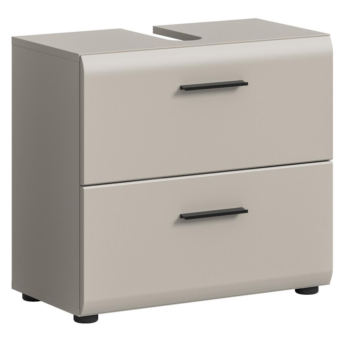 WASCHBECKENUNTERSCHRANK Kaschmir 60 cm, Badschrank mit Vollauszug-Schubladen - Kaschmir/Schwarz, Holzwerkstoff/Kunststoff (60/55/30cm) - Inn.Furn