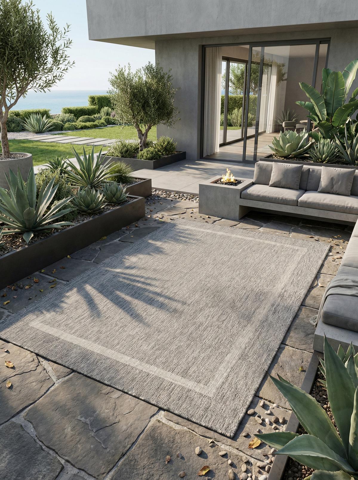 TEPPICH Outdoor ALSTER in Grau, einfarbig, 240 x 340 cm - Grau, Textil (340/240cm) - KADIMA DESIGN