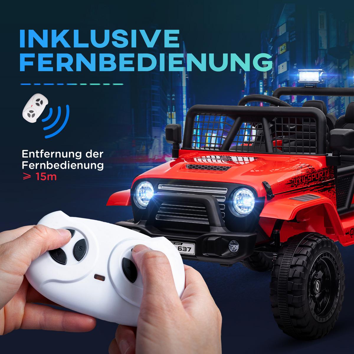 ELEKTRO Kinderauto - Rot, Metall (109/67/68.5cm) - AIYAPLAY