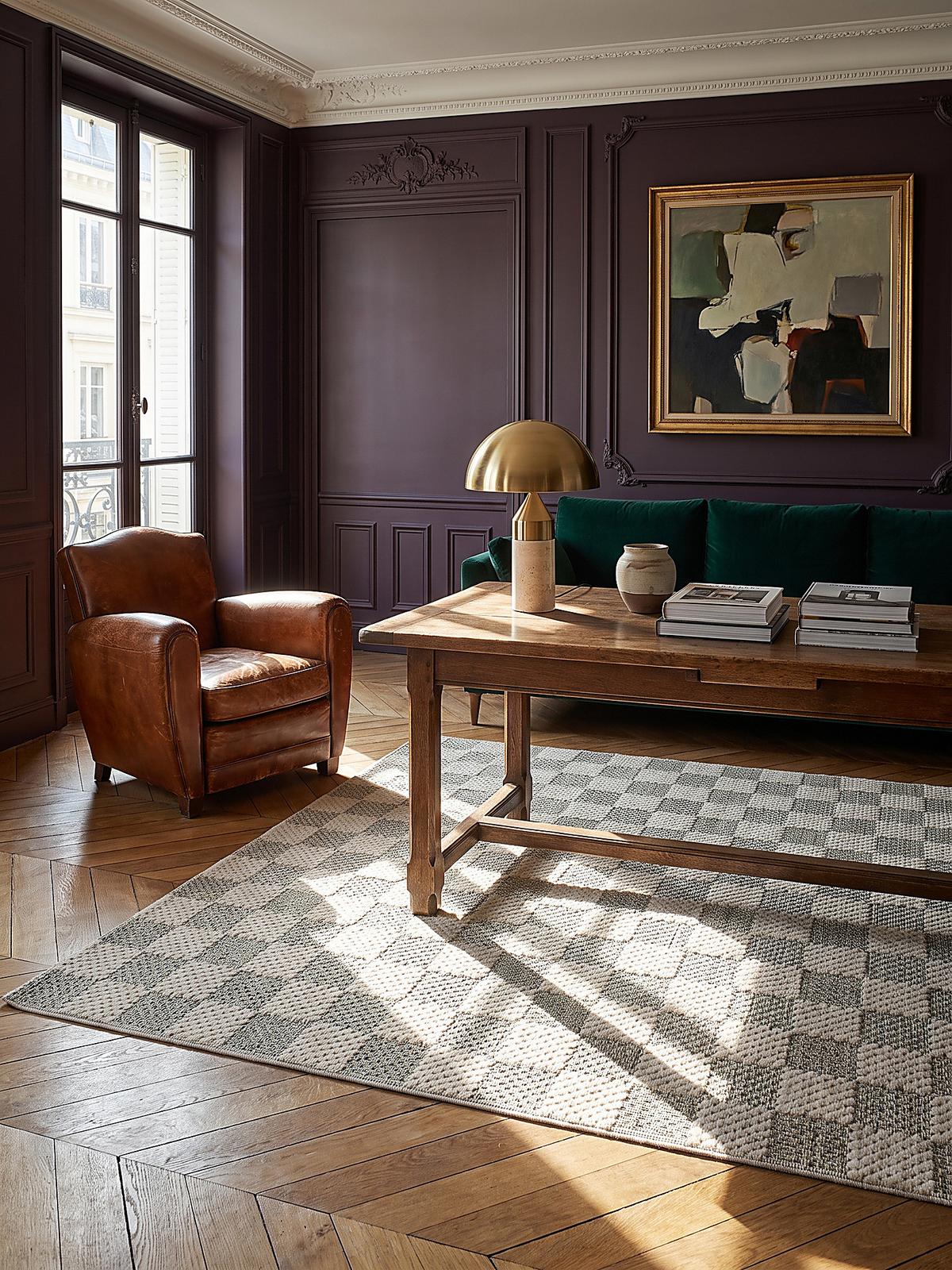 BAUMWOLLTEPPICH waschbar AFTON, Schachbrettmuster, Natur-Grün, 194 x 290 cm - Beige/Grün, Textil (194/290cm) - KADIMA DESIGN
