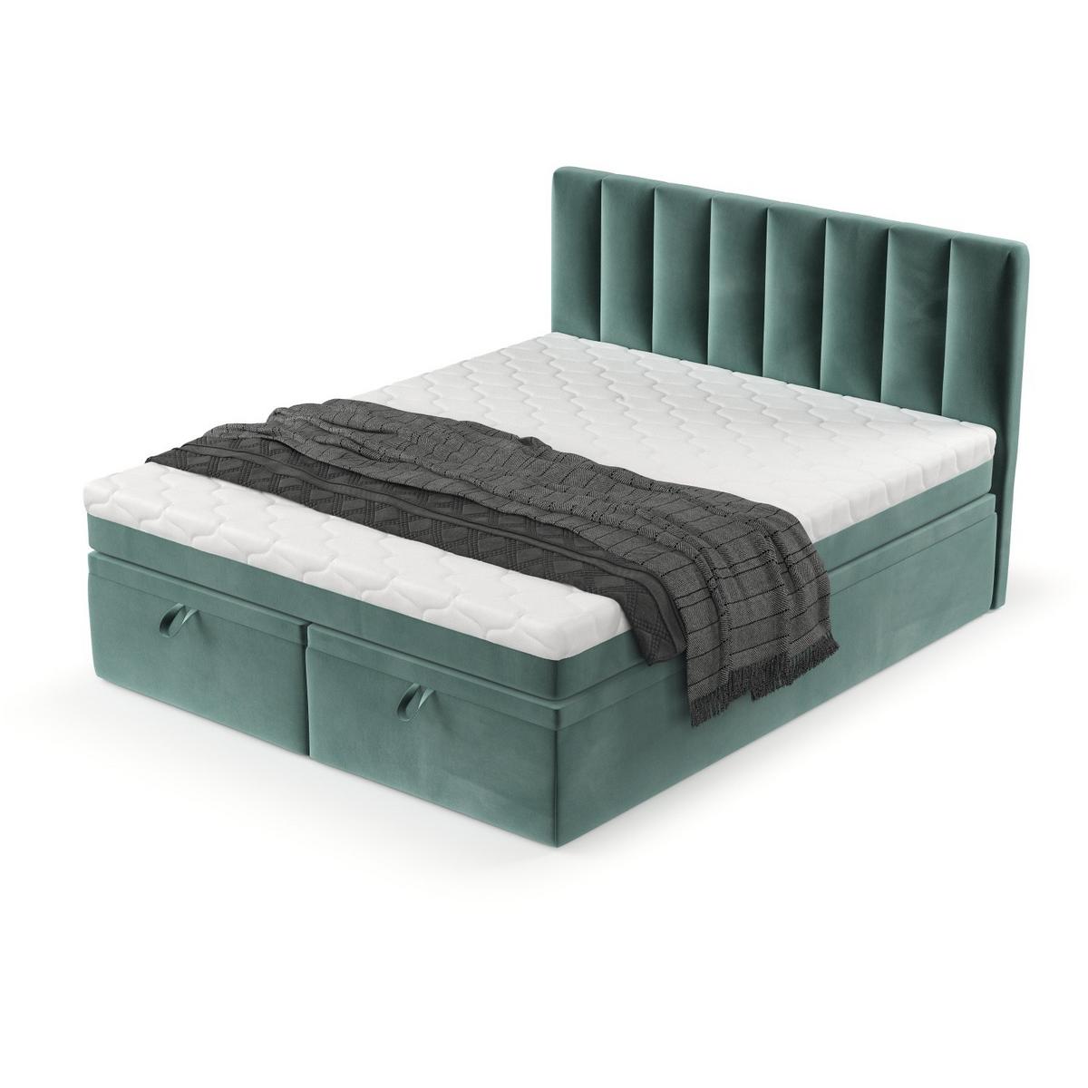 BOXBETT Lume 200/200 cm Türkis im Kronos Stoff - Türkis/Schwarz, Holz/Holzwerkstoff (200/200cm) - AltaBeds