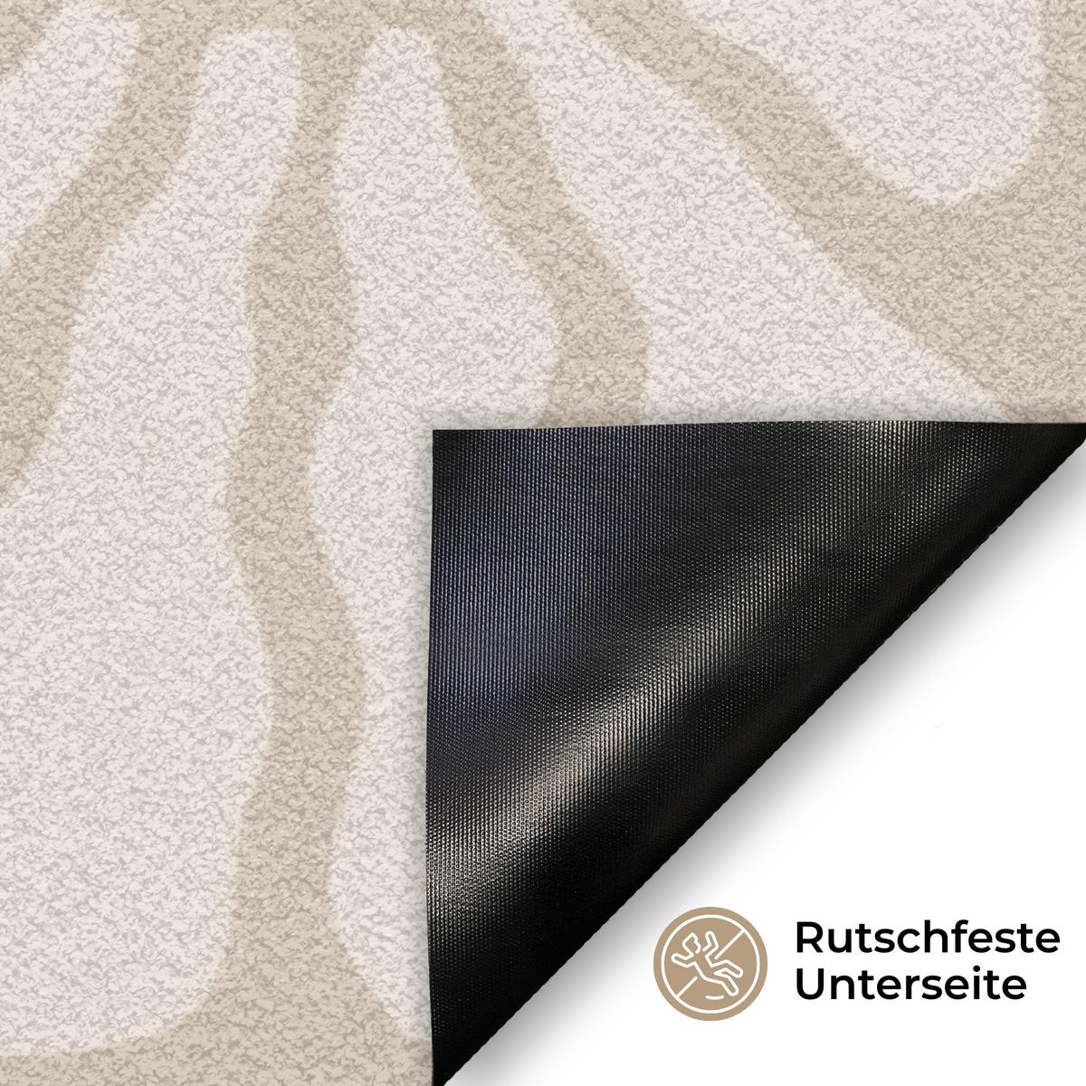 FUSSMATTE Floral - Druck - Beige - Braun - Minimalistisch Schmutzfangmatte 90x60 cm - Sandfarben, Kunststoff (90/0.4cm) - MuchoWow