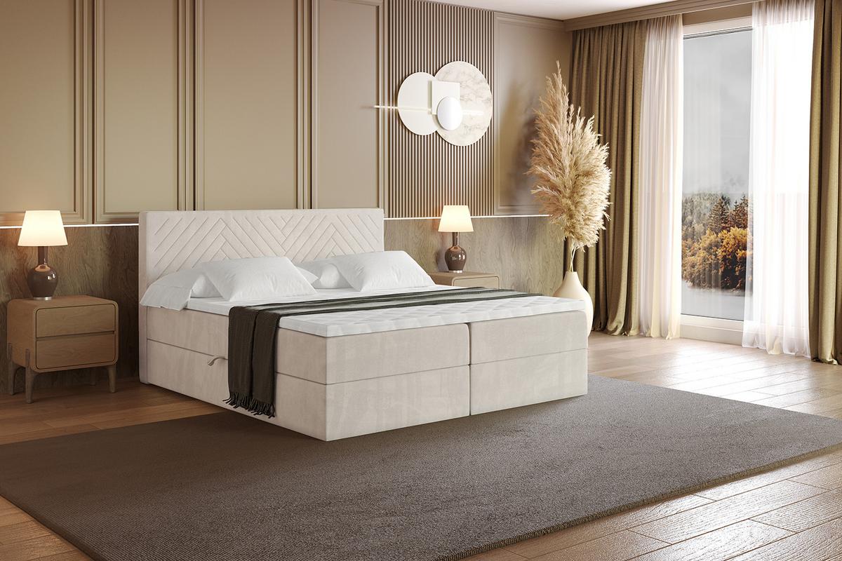 BOXBETT mit Matratze H3 und Lattenrost - VEXA - 180x200 - Beige Casablanca - Beige, Holzwerkstoff/Kunststoff (180/200cm) - ALTDECOR