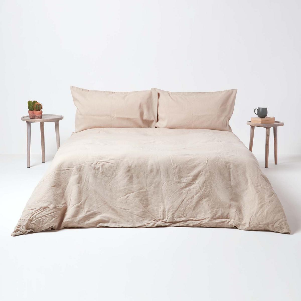LEINEN-SPANNBETTLAKEN extra hoch, 60% Leinen & 40% Baumwolle - Beige, Textil (90/190cm) - Homescapes