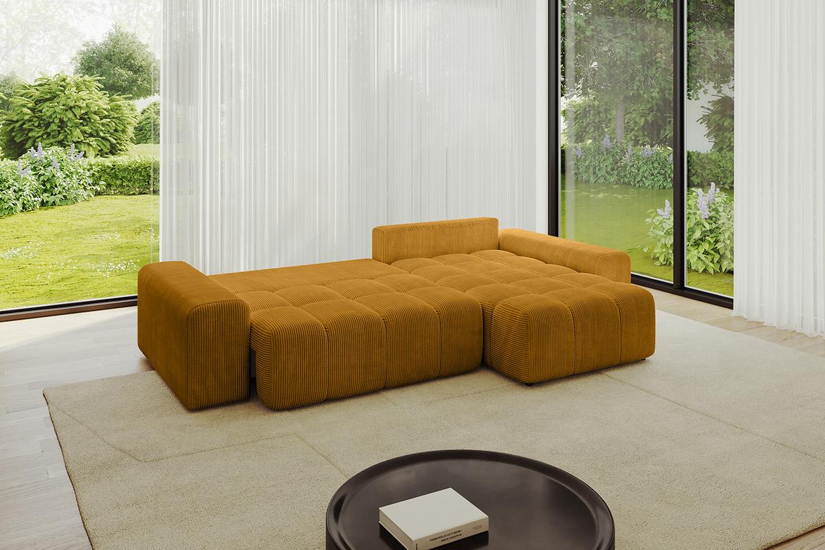 ECKSOFA Ottomane rechts ENIL-L 297x189x68 Senfgelb Cord - Currygelb, Holzwerkstoff/Kunststoff (189/297cm) - ALTDECOR