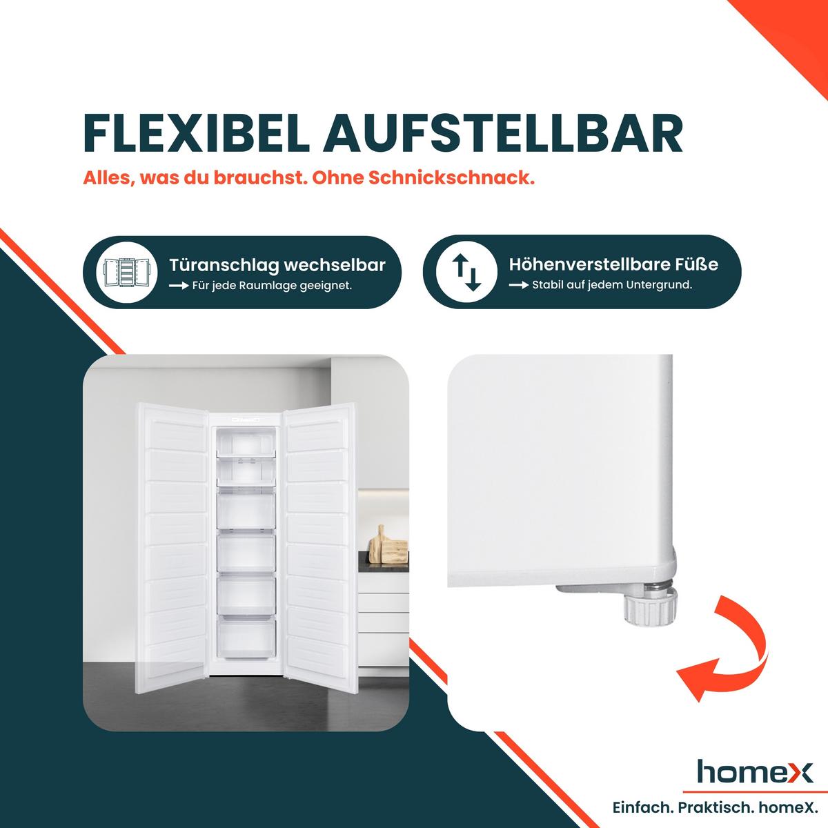 GEFRIERSCHRANK No Frost, groß - 204L Nutzinhalt, 4-Sterne Gefrieren, Super-Frost-Funktion, weiß - Weiß, Kunststoff/Metall (54/170.5/60cm) - homeX
