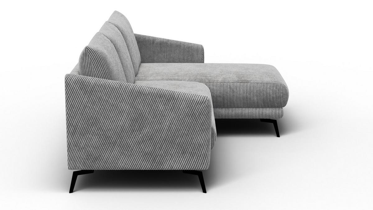 ECKSOFA VILT 3-Sitzer, hellgrau - Hellgrau/Schwarz, Holzwerkstoff/Textil (221/156cm) - Wozimo