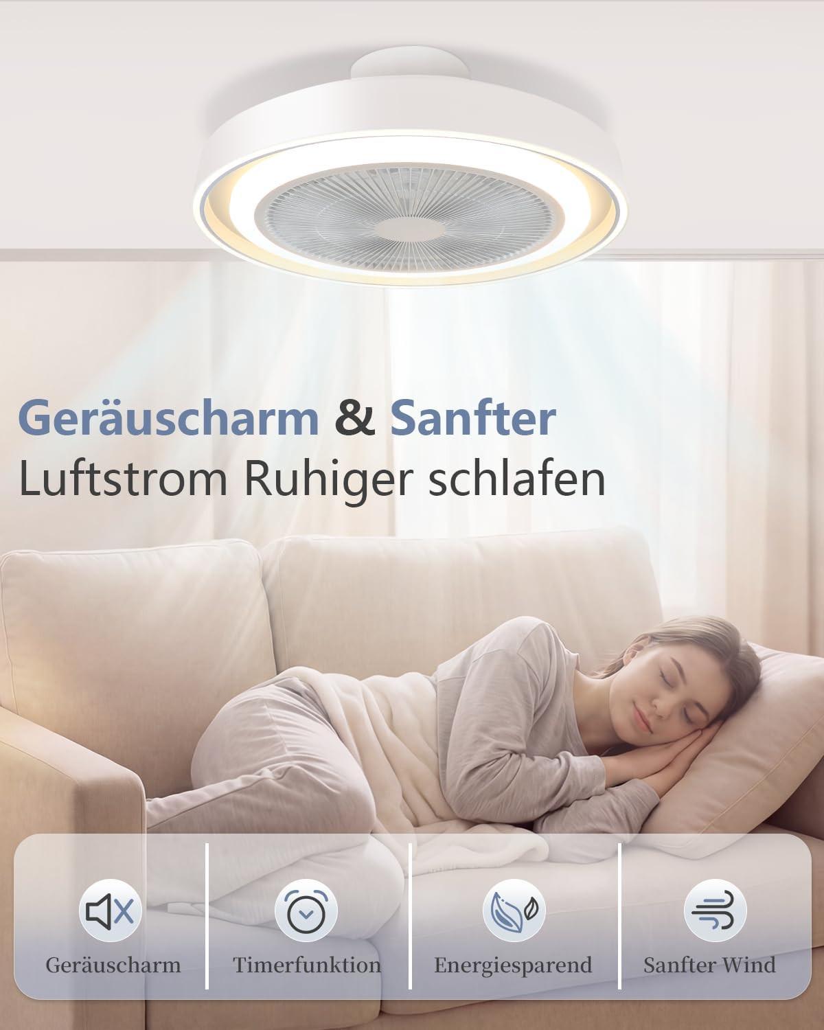 DECKENLEUCHTE mit Ventilator Avalis 50/50/20.5 cm - Weiß, Metall (50/50/20.5cm) - ZMH