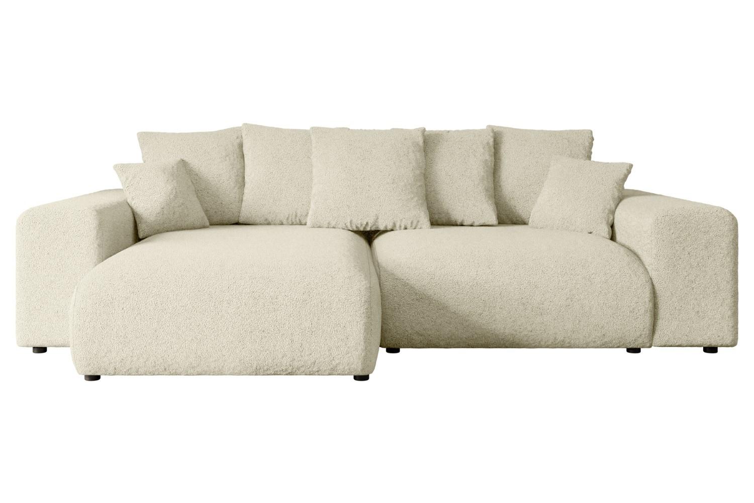 ECKSOFA Ottomane links ESKAR-L 266x176x72 Creme Bouclé - Creme/Haselnussfarben, Holzwerkstoff/Kunststoff (266/176cm) - ALTDECOR