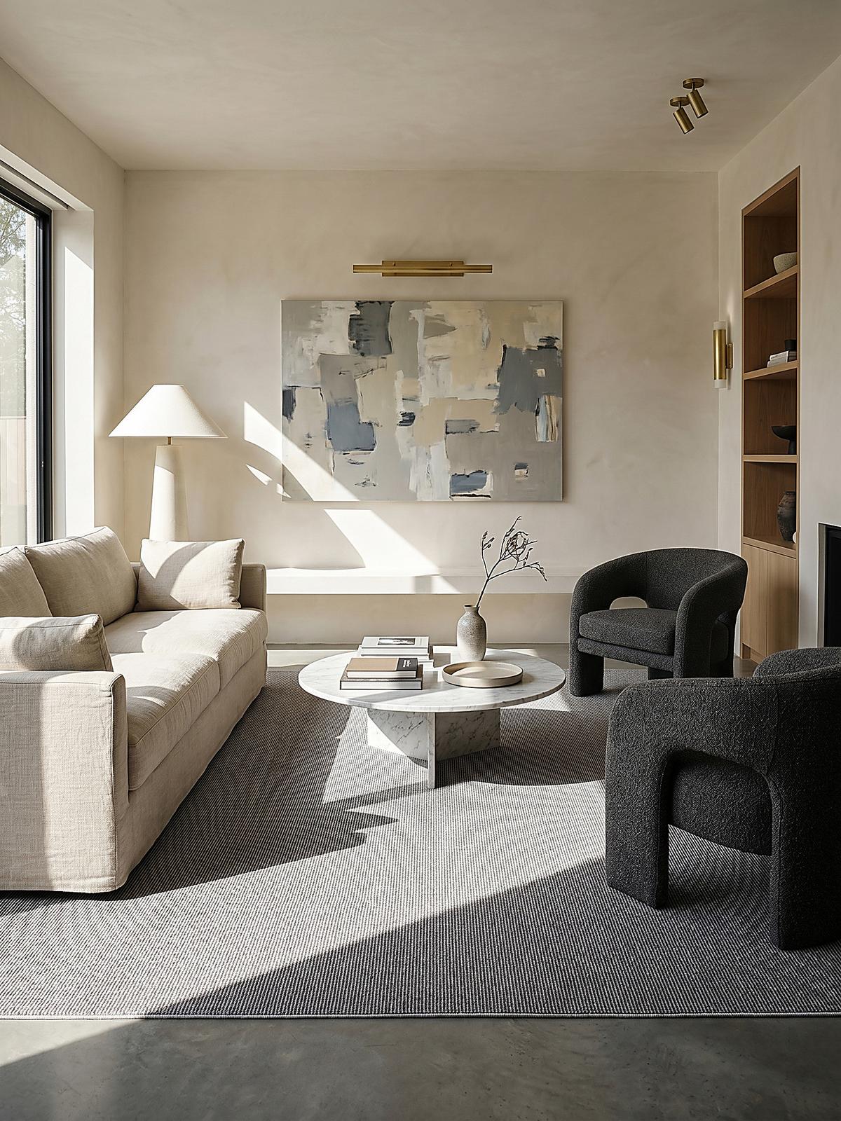 TEPPICH Niederflor Uni COLFOSCO Polypropylen Beige 133 x 133 cm - Grau, Textil (133/170cm) - KADIMA DESIGN