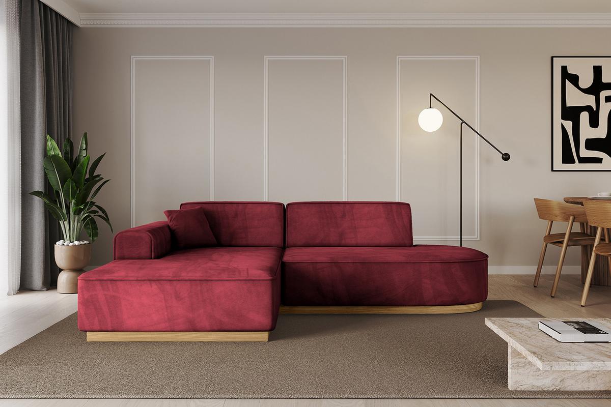 ECKSOFA Ottomane Links IREA-L1-v2 - 232x165x80 cm Bordeauxrot - Bordeaux, Holzwerkstoff/Textil (232/165cm) - ALTDECOR
