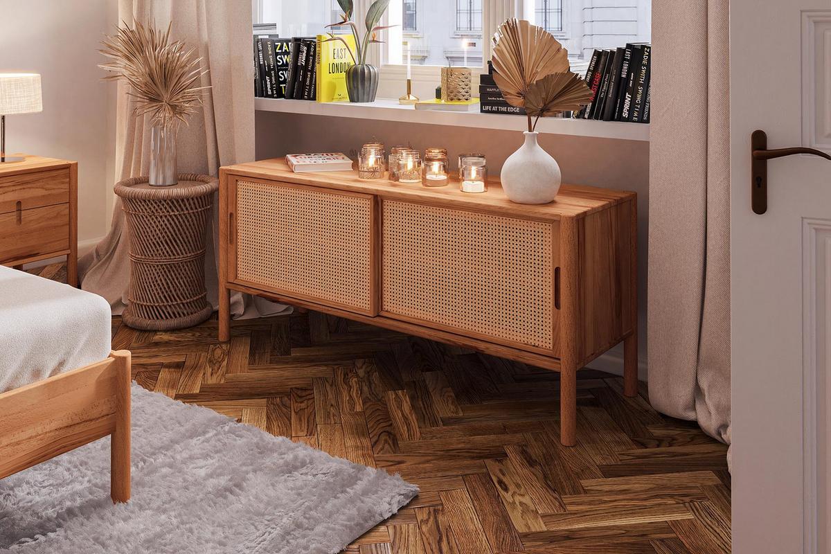 TV-SCHRANK INA Kernbuche - Ecru, Holz (142/64/46cm) - byoak