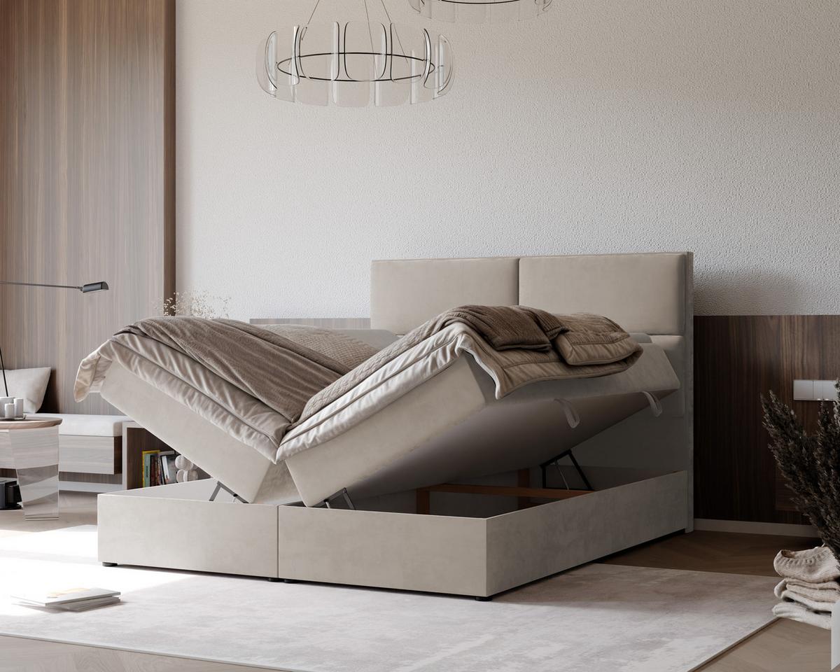 BOXBETT ORFEO 120/200 cm mit Matratze und Topper, Creme - Creme, Textil (120/200cm) - Idohome