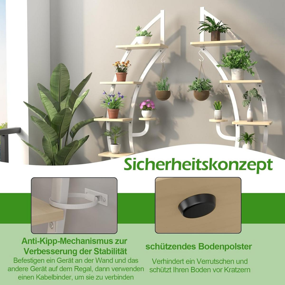 BLUMENSTÄNDER Weiß - Weiß, Holz (60/155/30cm) - COSTWAY