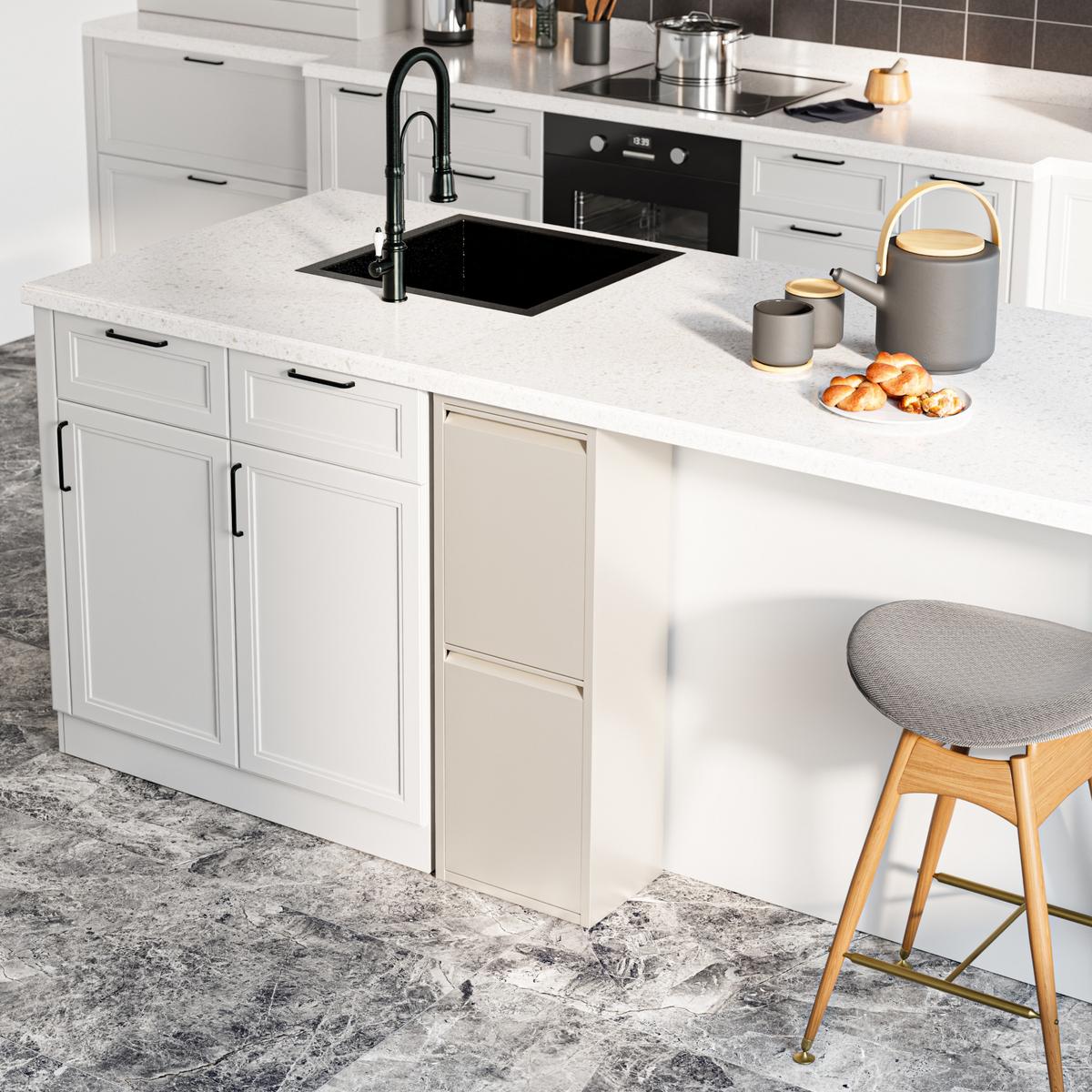 MÜLLTRENNSCHRANK Sollentuna - Creme, Kunststoff/Metall (33/93/25cm) - [en.casa]
