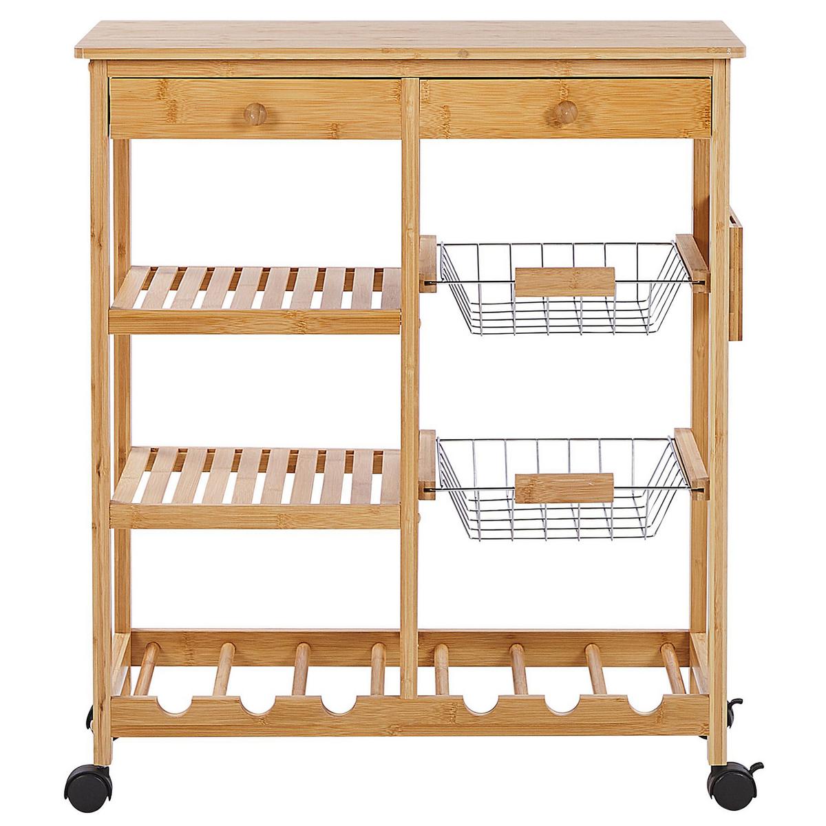 SERVIERWAGEN Bambus Hellbraun Morino - Braun, Holz (67/80/37cm) - Beliani