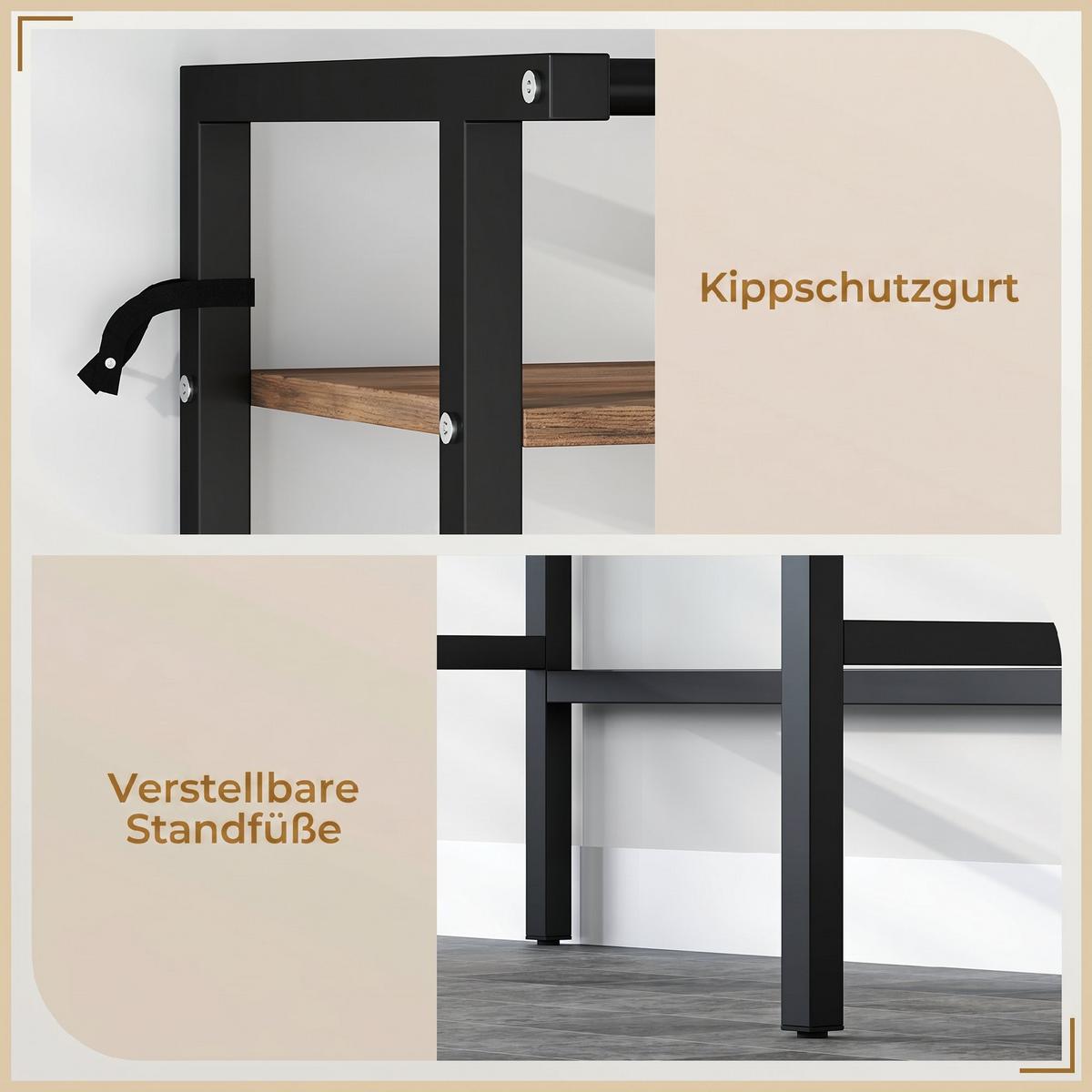 WASCHMASCHINENREGAL Metall Spanplatte Braun und Schwarz - Schwarz/Braun, Holzwerkstoff/Metall (40/161.8/67cm) - HOMCOM