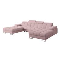 WOHNLANDSCHAFT mit Schlaffunktion und Bettkasten COMA U2 345x203x79 Rosa Cord - Rosa, Holzwerkstoff/Textil (345/79/203cm) - ALTDECOR