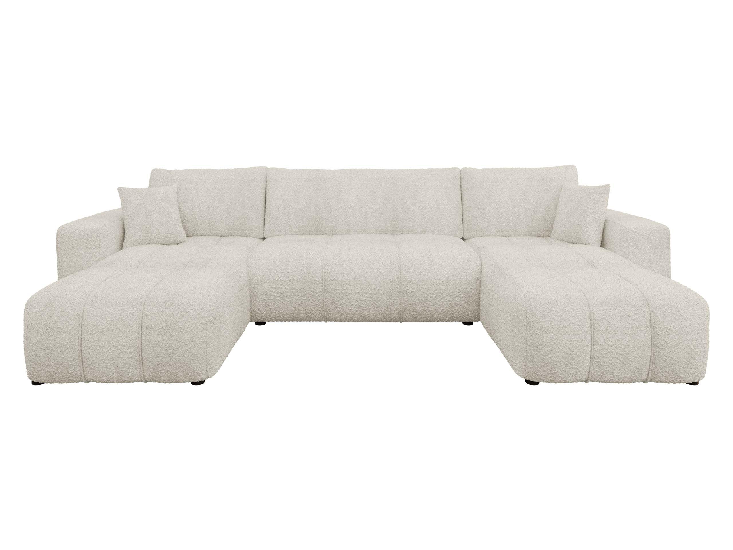 WOHNLADNSCHAFT Furyn U Boucle - Schwarz/Naturfarben, Holzwerkstoff/Kunststoff (312/82/145cm) - MIRJAN24