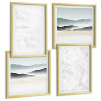 BILDER SET 4er Set - 50x50 cm & 40x60 cm Goldrahmen - Weiße Flecken auf Leinwandhintergrund - Goldfarben, Kunststoff (50/50cm) - TULUP