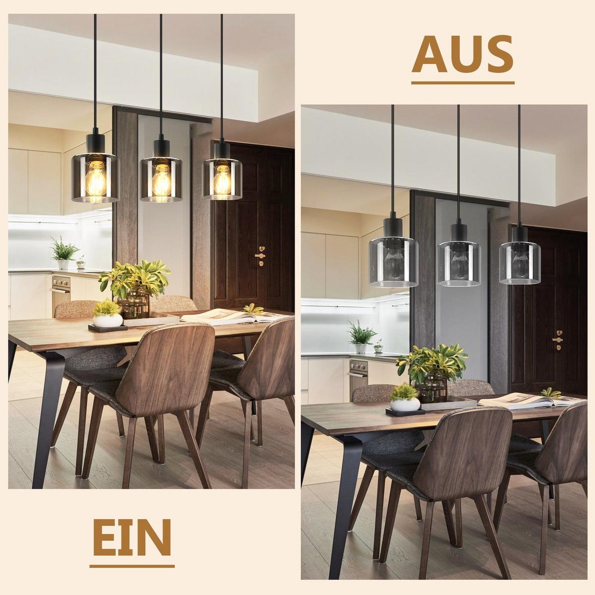 PENDELLEUCHTE Klassik 3-flammig 68/11/195 cm - Grau, Glas (68/11/195cm) - Nettlife
