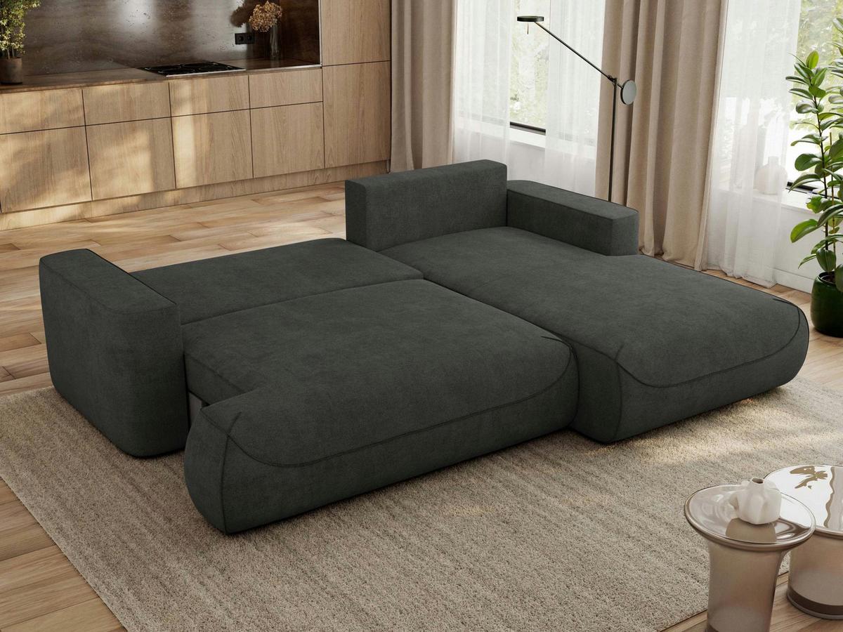 ECKSOFA OVO L Dunkelgrau Struktur - Rechts Seite - Dunkelgrau/Schwarz, Kunststoff/Textil (195/271cm) - MKS