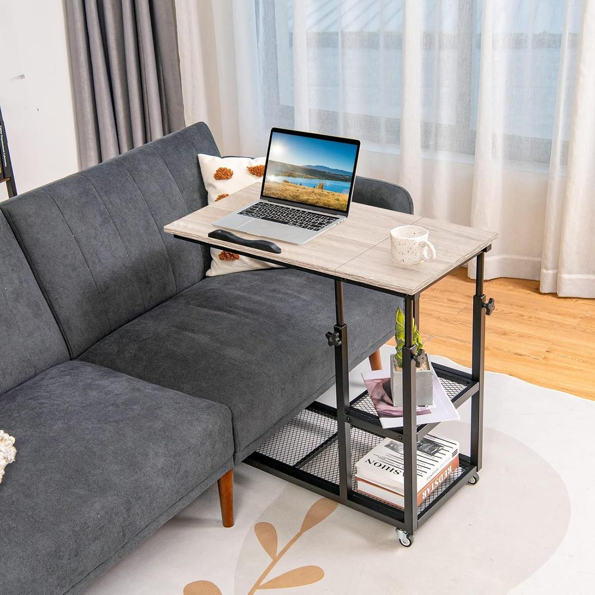 BEISTELLTISCH 95cm Holz - Braun, Holz (40/80/95cm) - COSTWAY