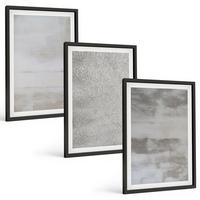 BILDER SET 3er Set - 40x60 cm Schwarzer Rahmen - Moderne minimalistische Texturen - Schwarz, Kunststoff (40/60cm) - TULUP