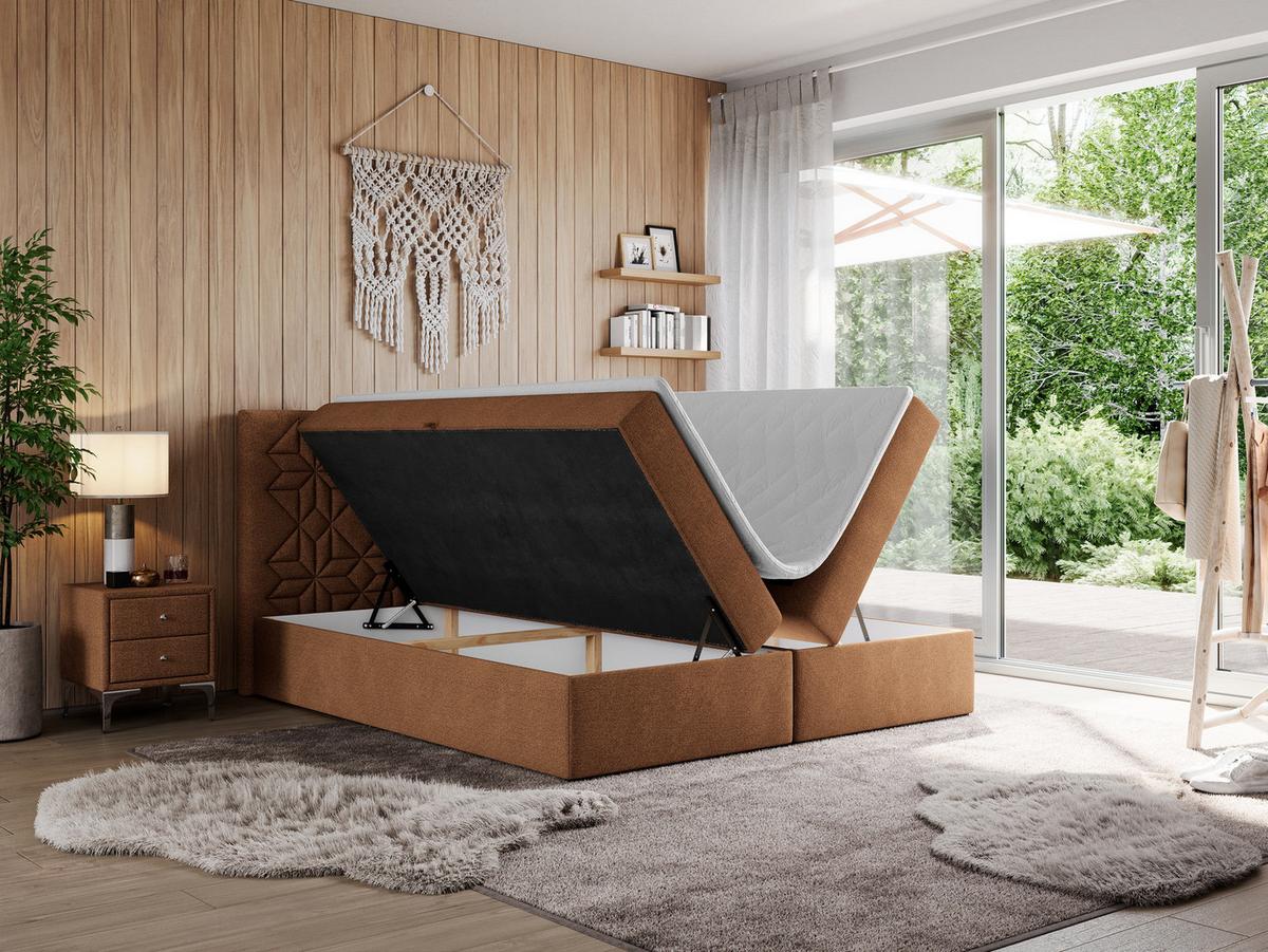 BOXBETT LEILA 120/200 Orange Struktur - H3 - Orange, Holz/Textil (120/200cm) - MKS