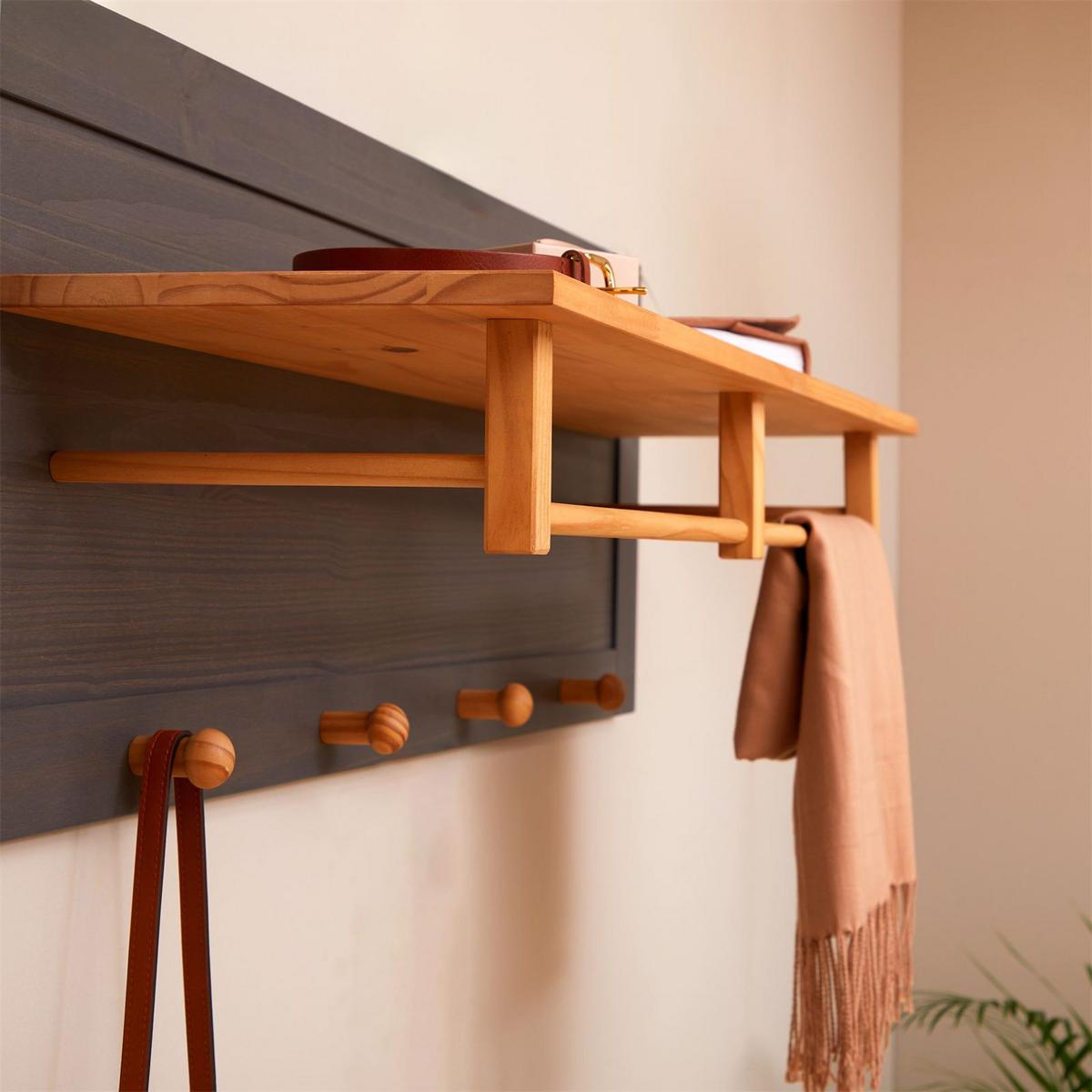 WANDGARDEROBE BOLTON anthrazit/braun - Anthrazit/Braun, Holz (109/40/27cm) - IDIMEX