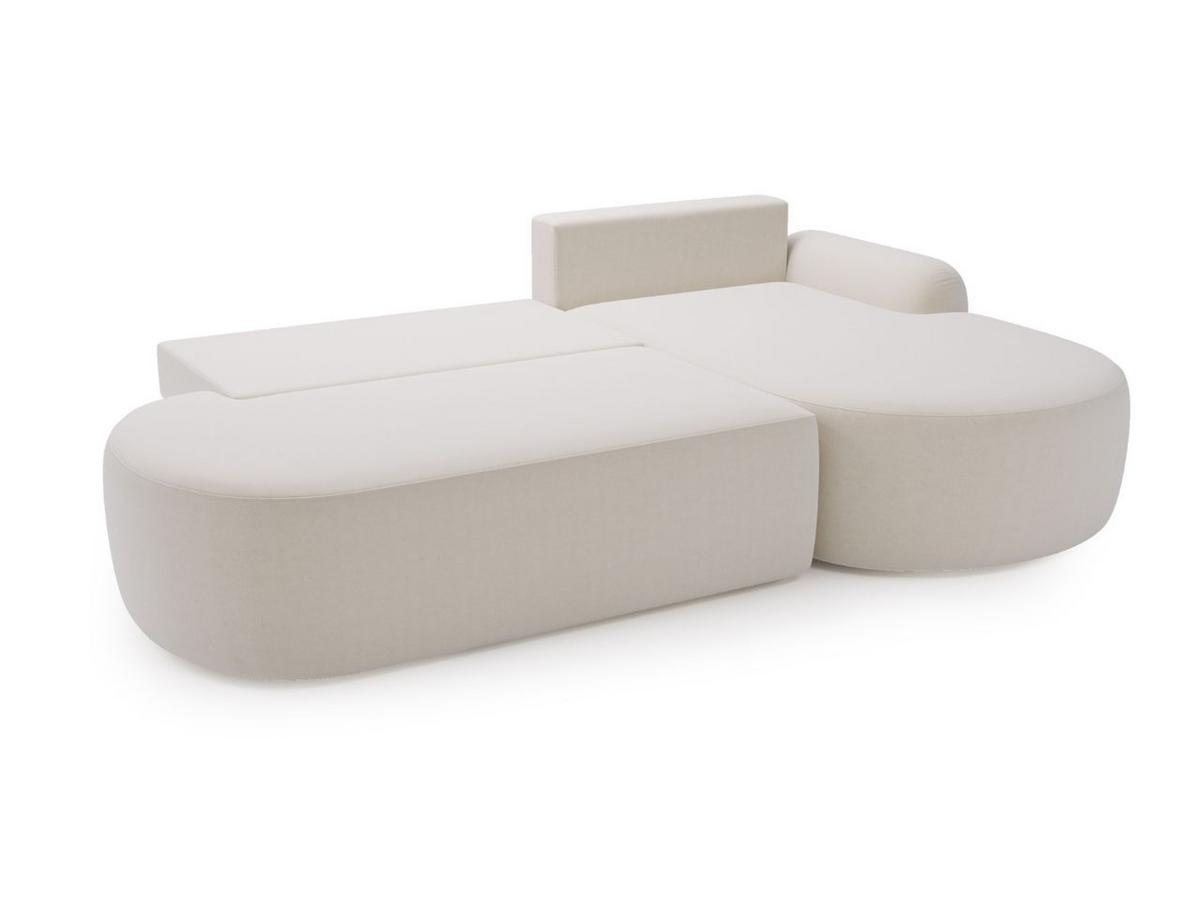 ECKSOFA Aurio O Bouclé-Stoff Weiß Rechts - Weiß, Holz/Textil (271/177cm) - Graingold