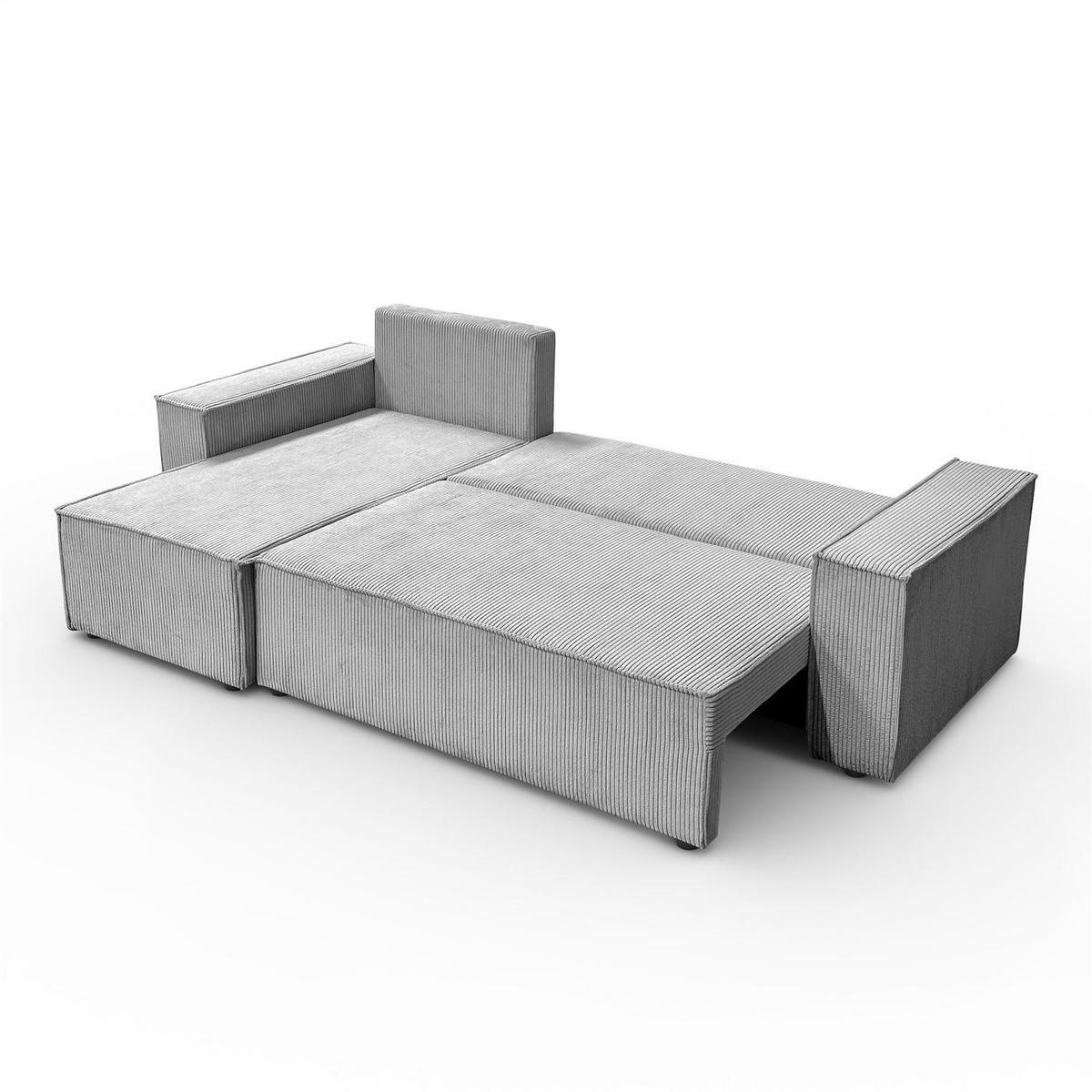 GEPOLSTERTES Ecksofa CARLOS L, Poso 110 - Hellgrau, Textil (247/143cm) - Lookway