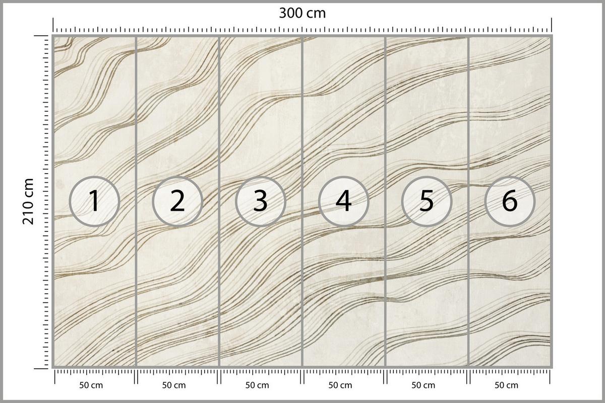 FOTOTAPETE für Wohnzimmer Beige Wellen Abstraktion 300x210 - Beige, Papier (300/210cm) - Muralo