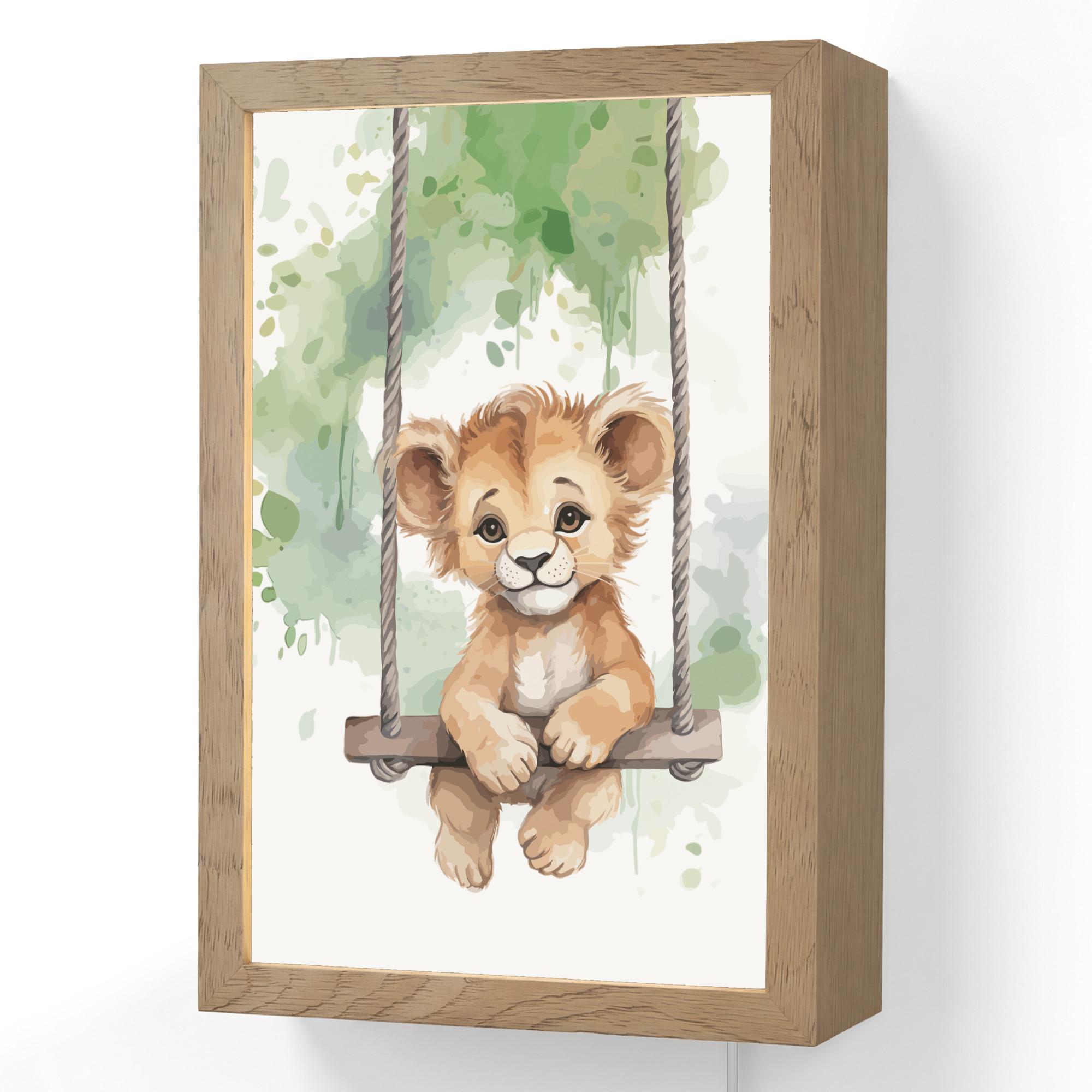 WANDLEUCHTE Löwe - Tier - Kinder - Dschungel 20x30 cm - Weiß, Holzwerkstoff (20/30/8cm) - OnlyWow