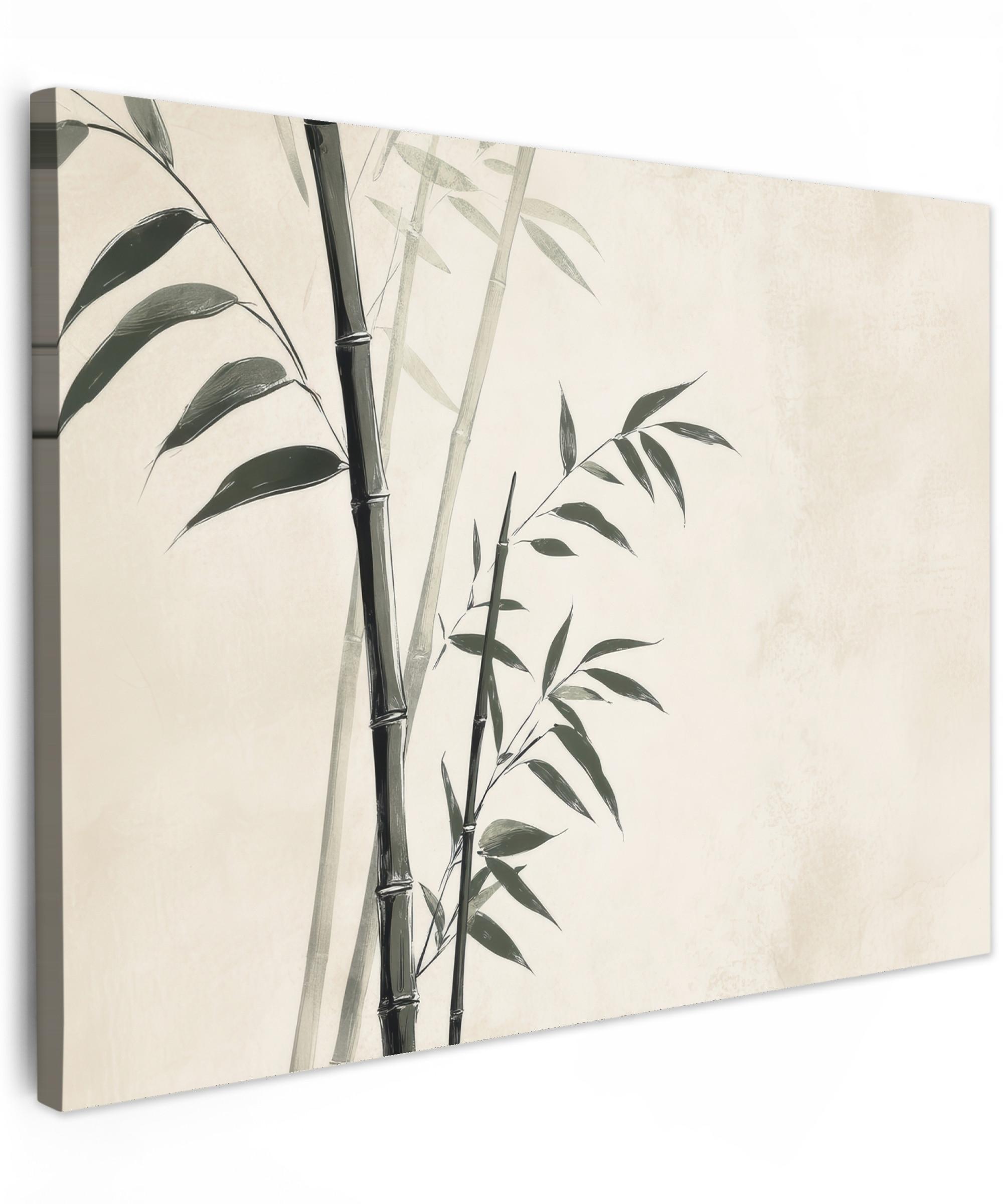 LEINWANDBILD Japandi - Bambus - Beige Wandbild 40x30 cm - Eukalyptusholzfarben, Textil (40/30cm) - MuchoWow
