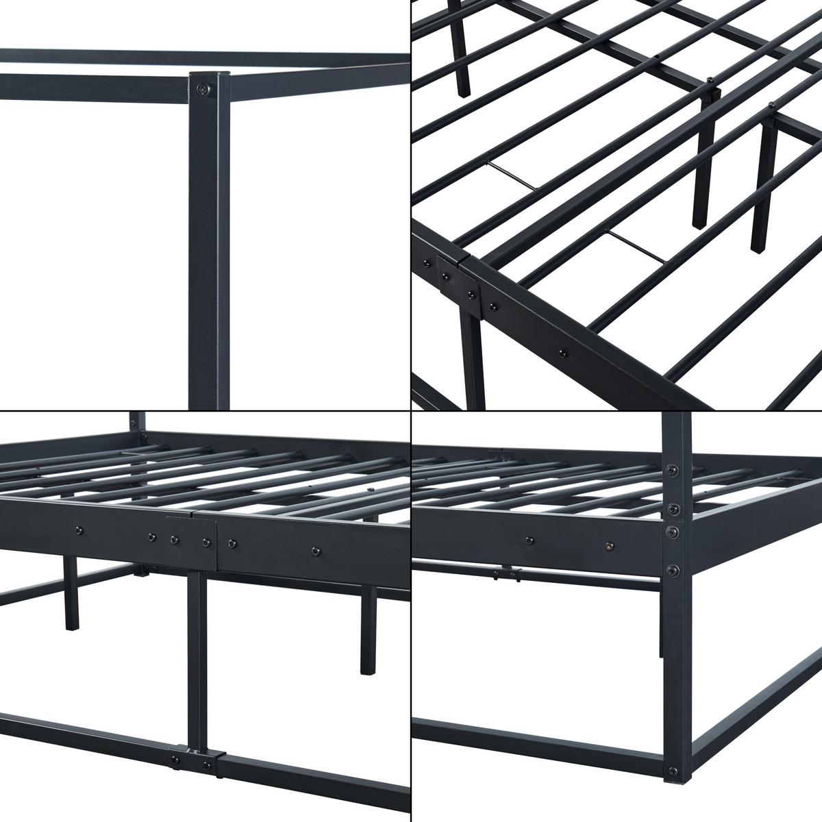 HIMMELBETT Kristianstad - Schwarz, Metall (120/200cm) - [en.casa]