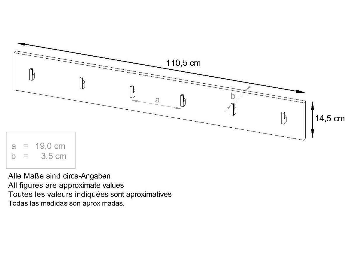 GARDEROBENPANEEL Linea Grau Hochglanz - Grau, Holzwerkstoff (110.5/14.5/3.5cm) - Vladon