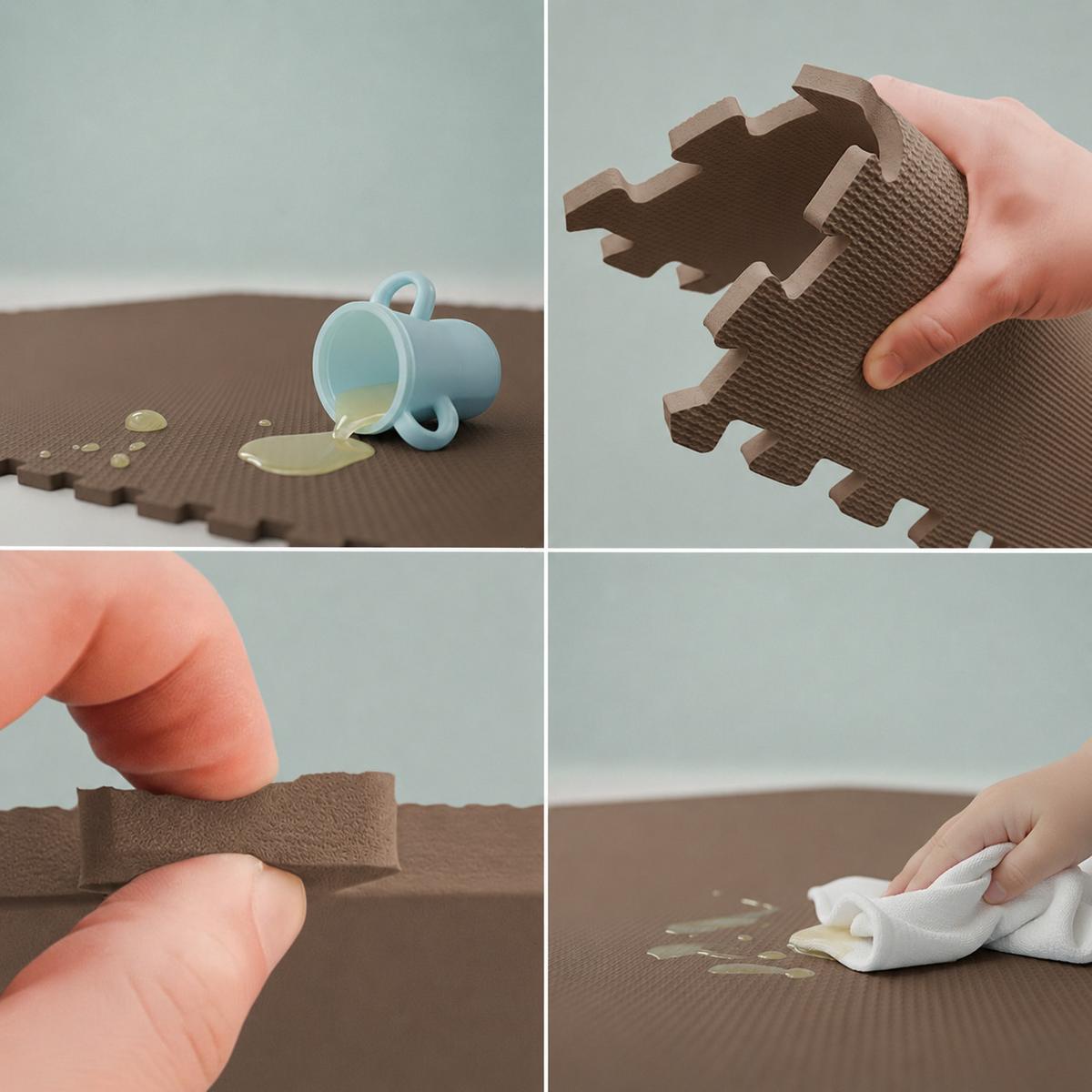 SPIELMATTE ab Null - 90/90/1 cm Puzzlematte Braun - Braun, Kunststoff (30/30cm) - Littletom