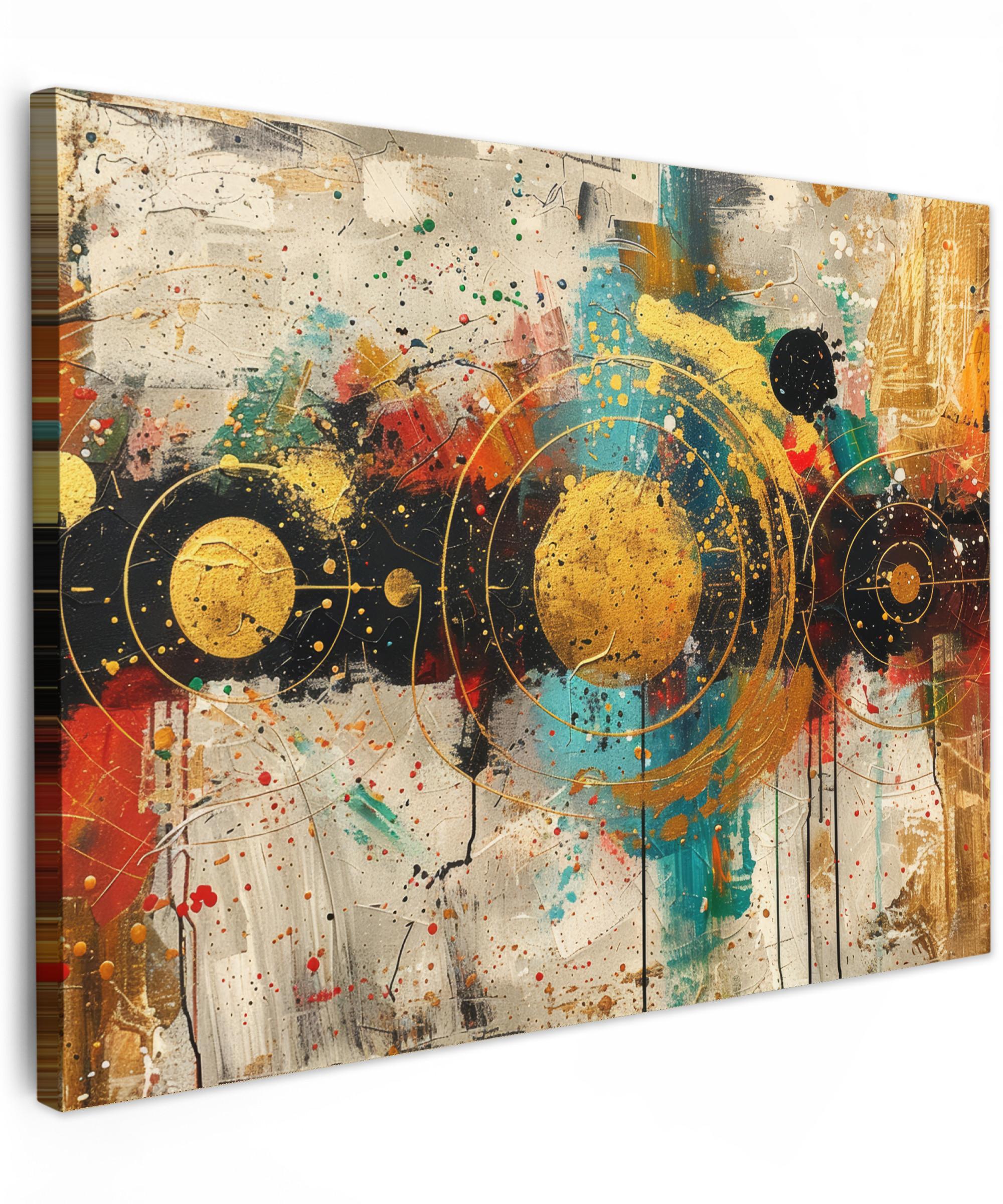 LEINWANDBILD Abstrakt - Kunst - Gold - Modern Wandbild 40x30 cm - Multicolor, Textil (40/30cm) - MuchoWow
