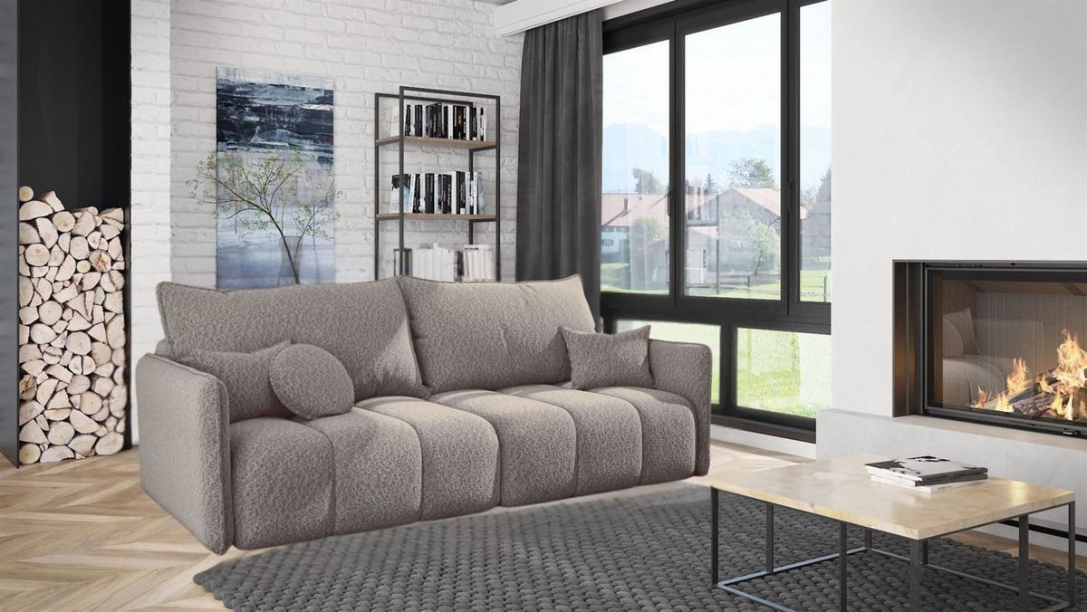 SOFASET Morgano 3-2-1 - Beige, Holzwerkstoff/Textil (216/86/102cm) - Fun Möbel