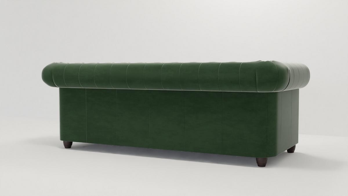 CHESTERFIELD-SOFA 3-Sitzer mit Schlaffunktion Nyx Flasche grün Samt - Smaragdgrün/Braun, Holz/Textil (203/28/86cm) - S-Style Möbel