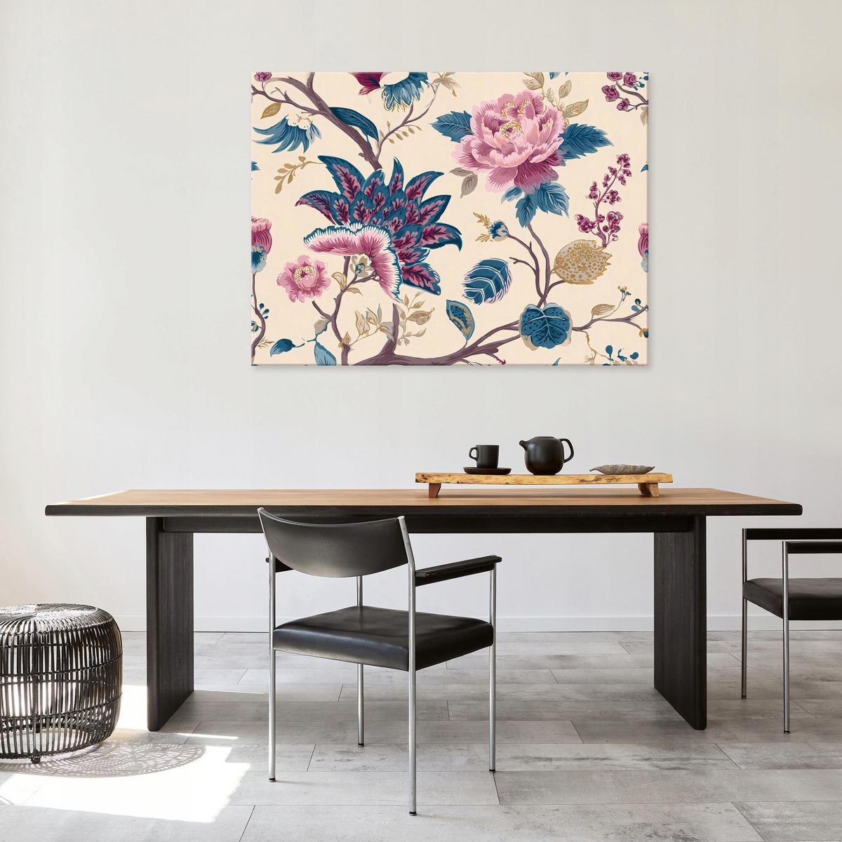 LEINWANDBILD Blätter Vintage Lila 120x80 cm - Multicolor, Holzwerkstoff (120/80cm) - Wallarena