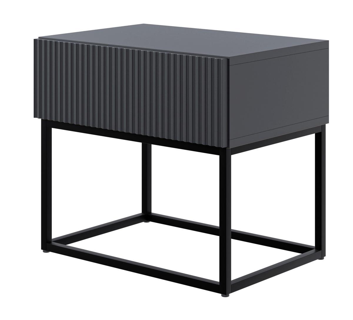 NACHTSCHRANK Veldio Schwarz mit schwarzen Beinen 50 cm - Schwarz, Holzwerkstoff/Metall (50/44/35.6cm) - Selsey