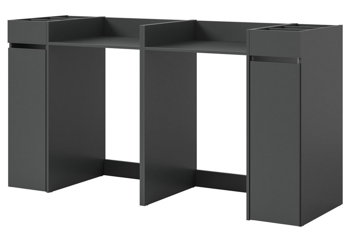WASCHMASCHINENUMBAU Set grau 4-teilig, 2 x Überbauschrank und 2 x Anstellregal - Schwarz/Grau, Holzwerkstoff/Metall (190/101/60cm) - Inn.Furn