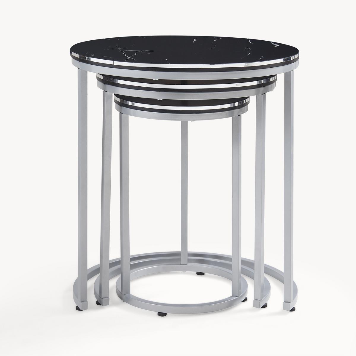 SATZTISCH Bornholm 50/50/55 - Schwarz, Holzwerkstoff (50/50/55cm) - [en.casa]