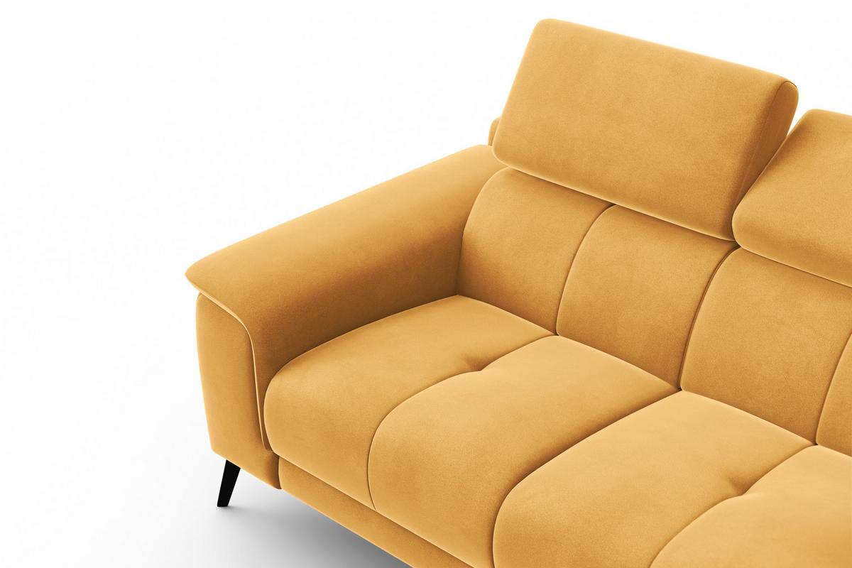 SOFA FIERO 2-Sitzer, Gelber Veloursstoff - Gelb/Schwarz, Holz/Textil (170/82/103cm) - Courtois Laville