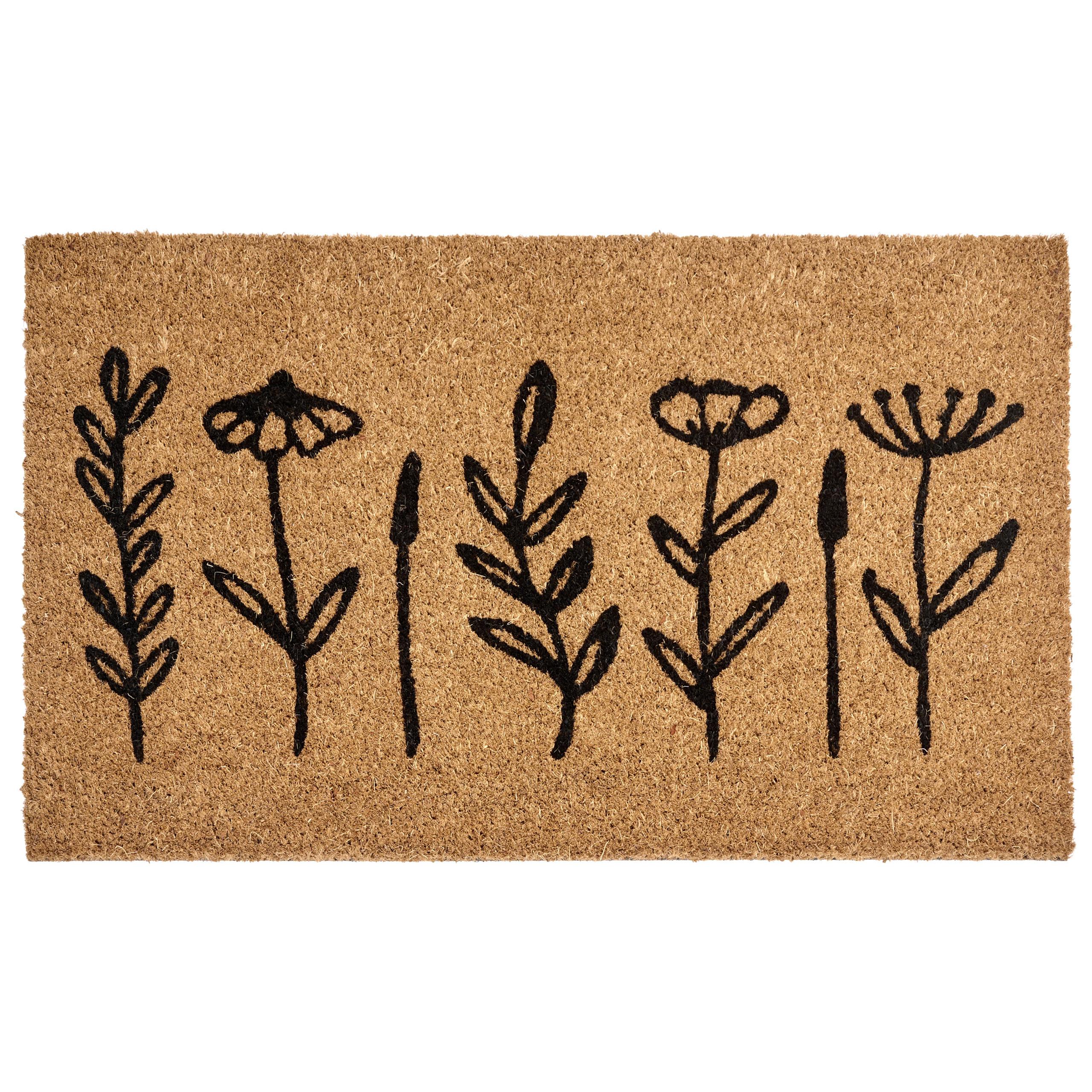 FUSSMATTE Naturfarben 40/60 cm Blume Kokosfasern Agiak - Naturfarben, Textil (40/60cm) - Beliani