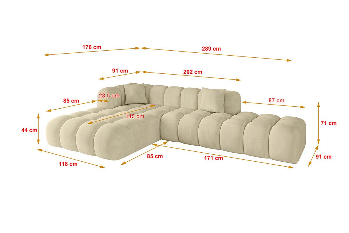 ECKSOFA Ottomane Links OLEA-L2 - 289x176x71 cm Taupe - Taupe/Schwarz, Holzwerkstoff/Kunststoff (289/176cm) - ALTDECOR