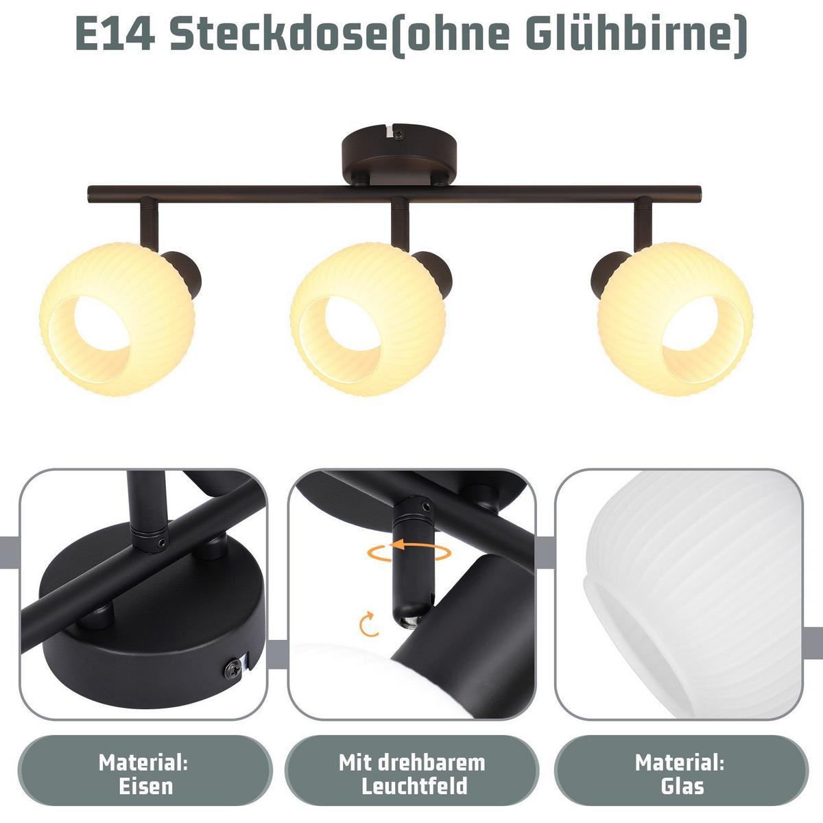 DECKENSTRAHLER Lerner 3-flammig 42.5/10/16.5cm - Schwarz, Metall (42.5/10/16.5cm) - Nettlife