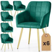POLSTERSTUHL 6er Set, Metallbeine Grün, Gold 54/82/58 - Grün, Textil (54/82/51cm) - RAUMHIRSCH FURNITURE